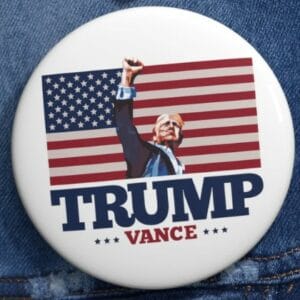 TRUMP VANCE 2024 Fist Pump Election Button: American Flag Maga Pin 3 TRUMP VANCE 2024 Fist Pump Election Button: American Flag Maga Pin