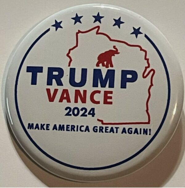 Donald Trump JD Vance Wisconsin MAGA 2024 Campaign Button Pin