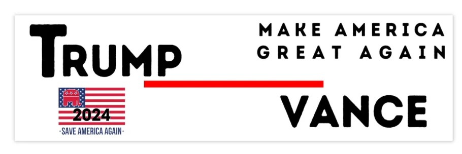 Trump & JD Vance: America First, MAGA 2024 Bumper Sticker 6 Donald Trump JD Vance bumper sticker, jd vance, trump 2024, Trump & JD Vance, America First, MAGA,