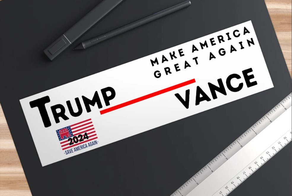 Trump & JD Vance: America First, MAGA 2024 Bumper Sticker 8 Donald Trump JD Vance bumper sticker, jd vance, trump 2024, Trump & JD Vance, America First, MAGA,2