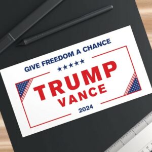 Give Freedom a Chance: Trump Vance 2024 Bumper Sticker for MAGA Supporters 4 Give Freedom a Chance Trump Vance Election 2024 Bumper Sticker, MAGA Make America Great Once Again Car Truck Sticker2