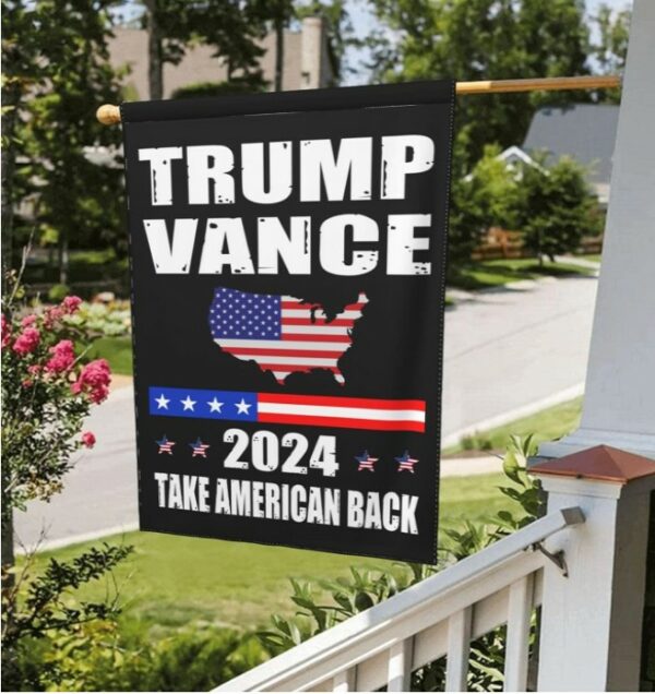 Trump-Vance 2024 Garden Flag,Donald Trump 2024 President J D-Vance Ake Save American Back Double Sided Garden Flag House2