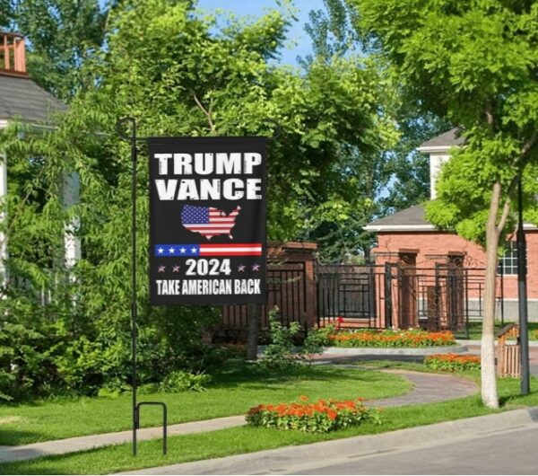 Trump-Vance 2024 Garden Flag,Donald Trump 2024 President J D-Vance Ake Save American Back Double Sided Garden Flag House3