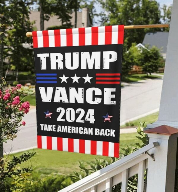 Trump-Vance 2024 Garden Flag,Donald Trump 2024 President J D-Vance Ake Save American Back Double Sided Garden Flag House32