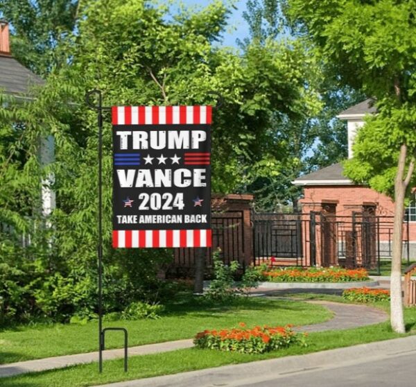 Trump-Vance 2024 Garden Flag,Donald Trump 2024 President J D-Vance Ake Save American Back Double Sided Garden Flag House33