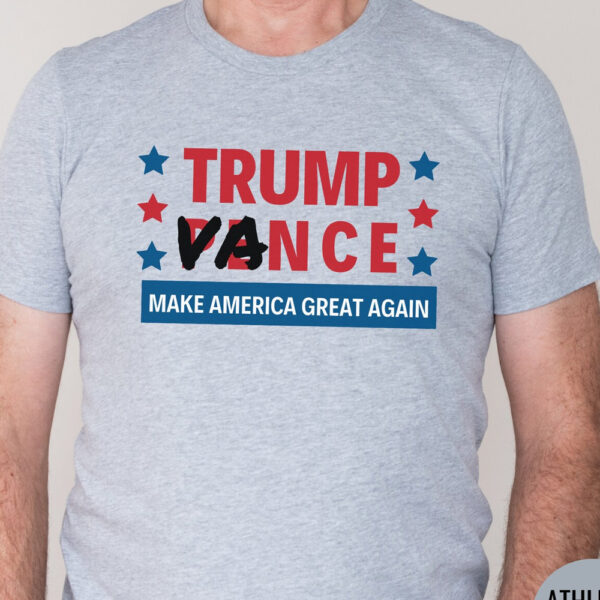 Trump Vance 2024 President Graphic T-Shirt, Donald Trump J.D Campaign Rally Support Election, Adult V-Neck TShirt, Republican MAGA T-Shirt