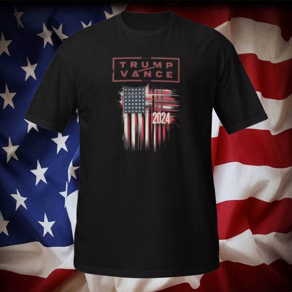 Trump Vance 2024 Presidential Candidate Support T-Shirt Patriotic Flag Edition3