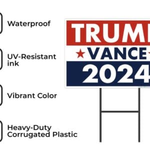 Trump Vance 2024 Yard Sign USA 5 Trump Vance 2024 Yard Sign Us