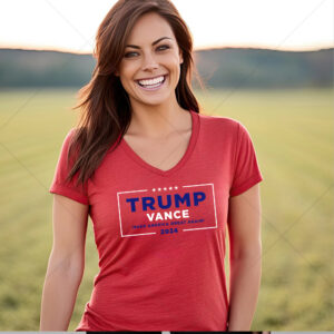 The first Trump - Vance Women's Shirt 9 Trump Vance Make America Great Again Red V-Neck Shirt