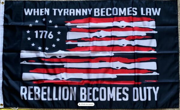 Donald Trump Flag FREE SHIPPING When Tyranny Becomes Law 1776 Freedom B Gun Trump Impeach Biden Red Veterans USA Sign Poster 3x5'