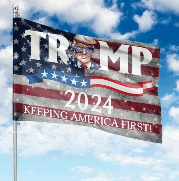 Double-side Printed Trump Keeping America First Flag, Trump For President 2024 Flag, Support Flag, Trump Republican Flag, Election Decor2