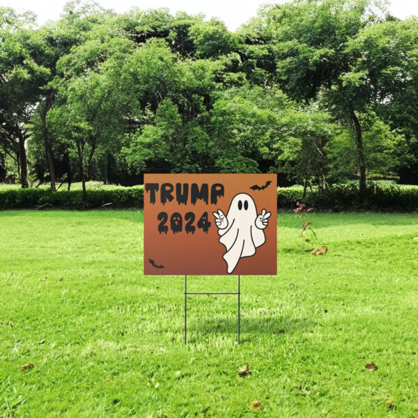 Halloween Trump 2024 Yard Sign, Spooky Ghost Trump Sign