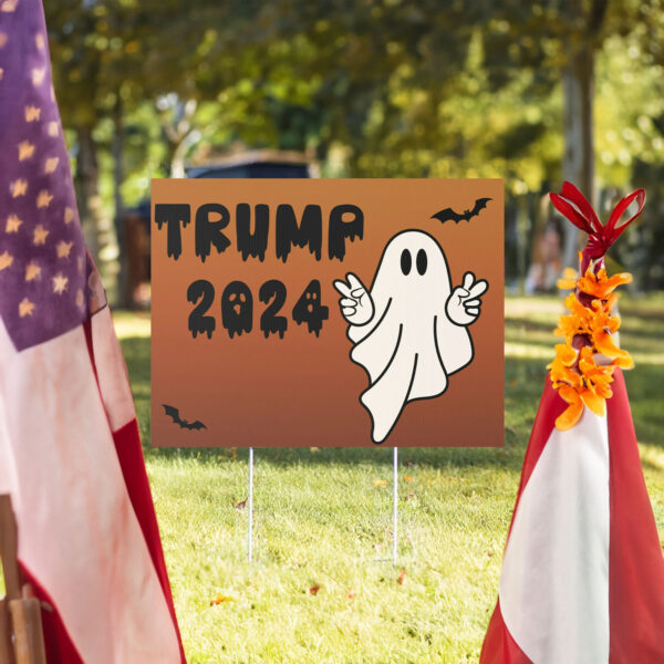 Halloween Trump 2024 Yard Sign, Spooky Ghost Trump Sign, Halloween Election Decoration, Outdoor Political Sign