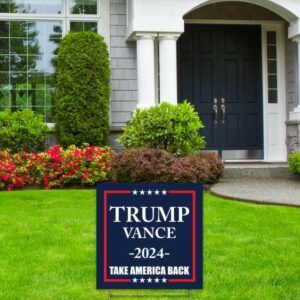 Made in America - Not China - Trump Vance 2024 Yard Sign Take America Back lawn Rally Placard Outdoor 12" x 12" 2 sided print with H-Stake 5 Made in America - Not China - Trump Vance 2024 Yard Sign Take America Back lawn Rally Placard Outdoor 12 x 12 2 sided print with H-Stake2