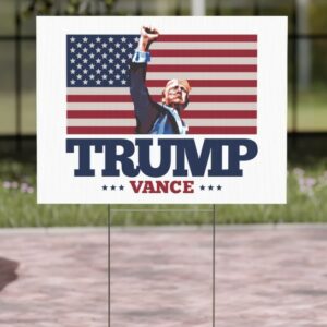 TRUMP VANCE Fist Pump Yard Sign • 2024 Presidential Election • Double Sided Heavy Duty Lawn Sign with Metal Stand • USA American Flag Maga 4 TRUMP VANCE Fist Pump Yard Sign • 2024 Presidential Election • Double Sided Heavy Duty Lawn Sign with Metal Stand • USA American Flag Maga1