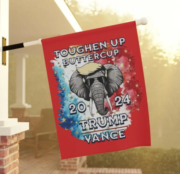 TRUMPVANCE yard flag 2024 election, Trump support, Toughen up Buttercup, Garden & House Banner