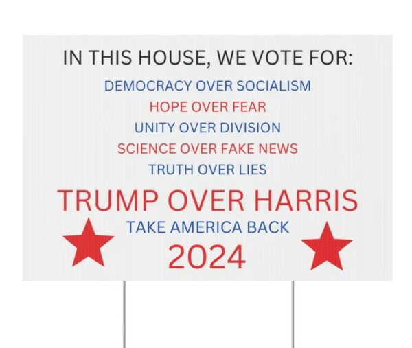 Trump 2024 Plastic Yard Sign, Trump Vance Take America Back Political Signage, 18 x 12 garden sign, stake included, double sided1