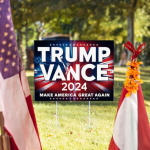 Trump Vance 2024 Make America Great Again Yard Sign 7 Trump Vance 2024 Make America Great Again Yard Sign with Stakes, Double Sided Political Yard Sign for Republican Party