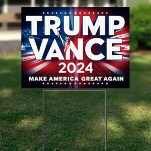 Trump Vance 2024 Make America Great Again Yard Sign with Stakes, Double Sided Political Yard Sign for Republican Party (Design 1) 7 Trump Vance 2024 Make America Great Again Yard Sign with Stakes, Double Sided Political Yard Sign for Republican Party (Design 1)3