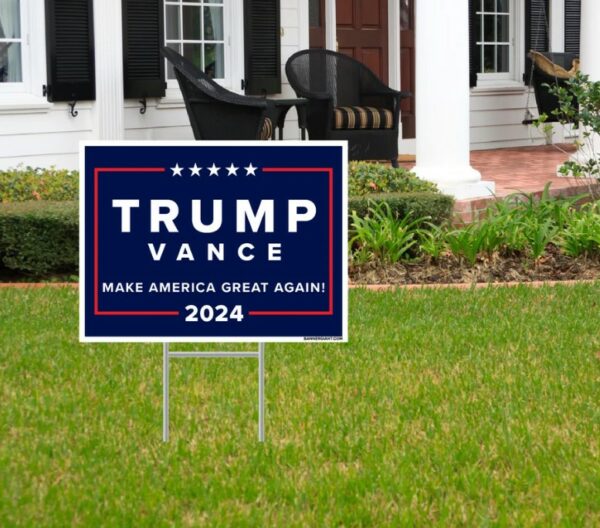 Trump Vance 2024 Single-Sided Yard Sign w2 Free Decals Donald Trump Campaign Sign, Donald Trump, Trump 2024, MAGA Decals, Ships Same Day3