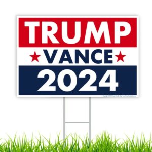 Trump Vance 2024 Yard Sign, Donald Trump President JD Vance Vice President 2024 Yard Sign, 18" x 12" Double-Sided Sign, Metal H-Stake 3 Trump Vance 2024 Yard Sign, Donald Trump President JD Vance Vice President 2024 Yard Sign, 18 x 12 Double-Sided Sign, Metal H-Stake1