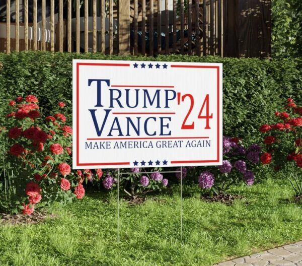 Trump Vance 2024 Yard Sign, Trump Vance Lawn Sign, Trump JD Vance 2024 Election Sign, Campaign Sign with Stake, 22X15 Yard Sign,Trump Sign