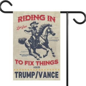 TrumpVance 2024 Election Yard Flag Save America Retro Western Republican GOP Rally Banner MAGA Garden Flag for Conservative Dog Lovers2