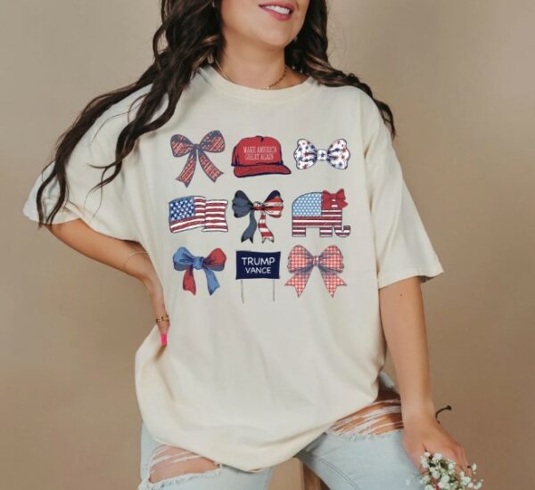 America Coquette - Trump Vance 2024 - MAGA - Trendy - American - Freedoms N Style - Patriotic Tee - Comfort Colors - Gildan Crewneck