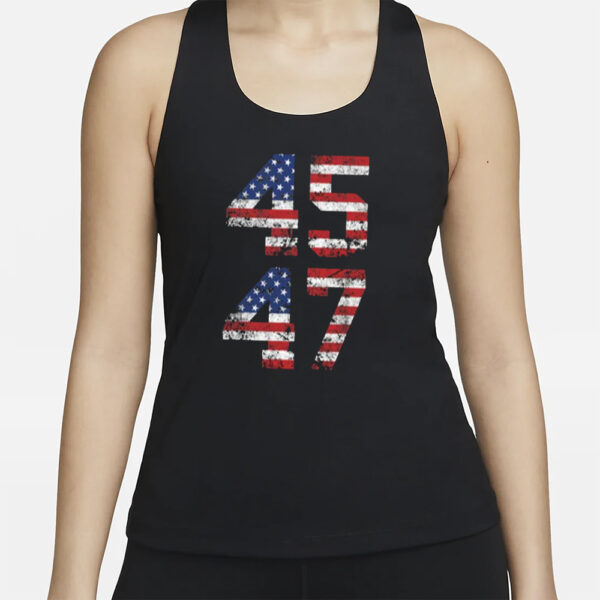 American Flag Tank Top, 45 47 Tank Top, Trump 2024 Tank Top, Conservative Republican Tee, Trump Lover Patriotic Shirt3