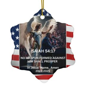 Angel Protection Prayer Trump Ceramic Christmas Tree Ornament: MAGA Gift, Patriotic Decor, Christian Present 5 Angel Protection Prayer Trump Ceramic Christmas tree Ornament 3 Shapes MAGA Christmas gift home decor Patriotic Christian birthday present1