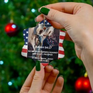 Angel Protection Prayer Trump Ceramic Christmas Tree Ornament: MAGA Gift, Patriotic Decor, Christian Present 7 Angel Protection Prayer Trump Ceramic Christmas tree Ornament 3 Shapes MAGA Christmas gift home decor Patriotic Christian birthday present3