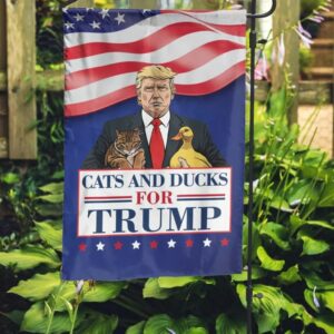Cat And Duck For Trump Flag, Funny Trump 2024 Flag, Republican Yard Flag, Voting for Trump, Trump Supporter Garden Outside Flag 5 Cat And Duck For Trump Flag, Funny Trump 2024 Flag, Republican Yard Flag, Voting for Trump, Trump Supporter Garden Outside Flag1