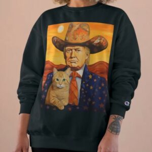 Funny Trump and Cat Lover's T-shirt: Cowboy Trump with a Cat 5 Cowboy Trump With a Cat T-shirt - Funny Trump Shirt - Donald Trump Shirts - Funny Cat Shirts - Sarcastic Gift For Trump and Cat Lovers1