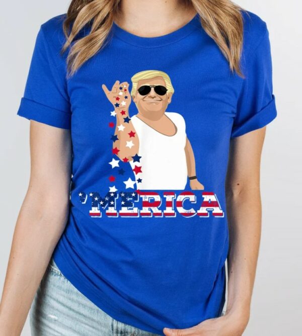 Custom Trump 'Merica T-shirt, Trump Bae Funny 4th of July Shirt, Trump Salt 4th Of July Shirt, Salt Bae Style Funny 4th of July Trump Tee1