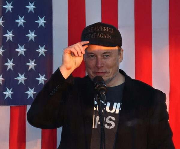 Dark MAGA Hat Elon Musk rallies onstage with Trump in Pennsylvanias