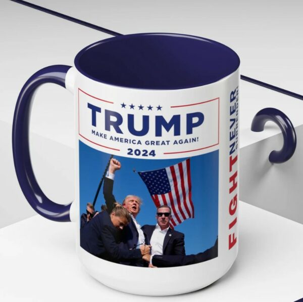 Donald Trump 2024 Ceramic Coffee Mug, Trump Assassination Attempt Coffee Mug, Trump Fist Pump Cup 11oz & 15oz, Fight Never Surrender1