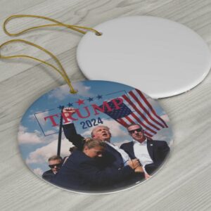 Trump 2024 Christmas Ornament: A Humorous Holiday Gift for Political Enthusiasts 5 Donald Trump 2024, Christmas Tree Decor, Political Trends, Ceramic Ornament, Holiday Gift, Failed Attempt, Trump Shot, Gift for her of Him.1