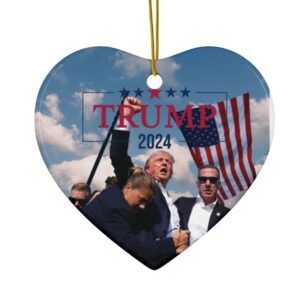 Trump 2024 Christmas Ornament: A Humorous Holiday Gift for Political Enthusiasts 6 Donald Trump 2024, Christmas Tree Decor, Political Trends, Ceramic Ornament, Holiday Gift, Failed Attempt, Trump Shot, Gift for her of Him.2