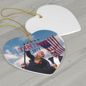 Trump 2024 Christmas Ornament: A Humorous Holiday Gift for Political Enthusiasts 7 Donald Trump 2024, Christmas Tree Decor, Political Trends, Ceramic Ornament, Holiday Gift, Failed Attempt, Trump Shot, Gift for her of Him.3