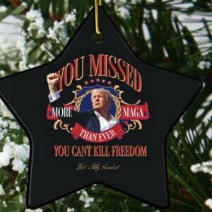 Trump's Failed 2024 Attempt: Commemorative Ornament for Patriots 7 Donald Trump Failed Attempt 2024, You Missed, Trump Merch, MAGA, Trump Rally, Patriot, Trump Supporter, Ceramic Ornament, Christmas Decor3