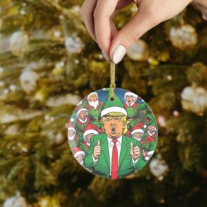 Donald Trump Glass Christmas Ornament, Trump Ornament, Trump 2024 Ornament, Funny Donald Trump Glass Christmas Tree Ornament Sets1
