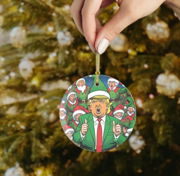 Donald Trump Glass Christmas Ornament, Trump Ornament, Trump 2024 Ornament, Funny Donald Trump Glass Christmas Tree Ornament Sets1