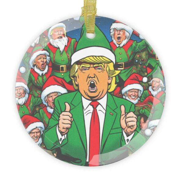 Donald Trump Glass Christmas Ornament, Trump Ornament, Trump 2024 Ornament, Funny Donald Trump Glass Christmas Tree Ornament Sets2