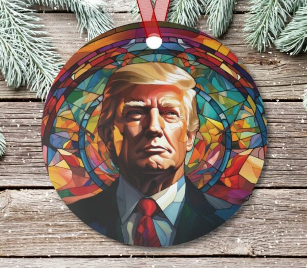 Donald Trump Metal Christmas Ornament, Trump Metal Ornament, Trump Stain Glass Print Metal Christmas Ornament