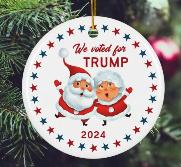 Funny Christmas Trump 2024 Ornament, funny political ornament, Mr and Mrs Santa Claus funny ornament, republican gift ornament, vote trump