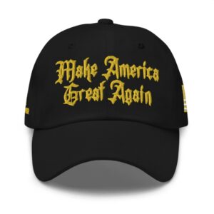 MAGA Hat: Gold Dark Gothic Edition 9 Gold Dark Gothic MAGA Hat Cap