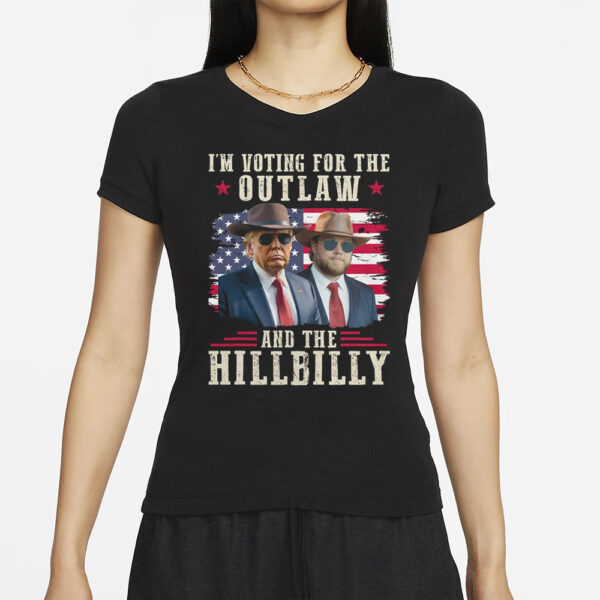 I'm Voting For The Outlaw And The Hillbilly Trump Vance 2024 T-Shirt Trump Vance Cowboy Tee Trump and JD Vance 2024 shirt