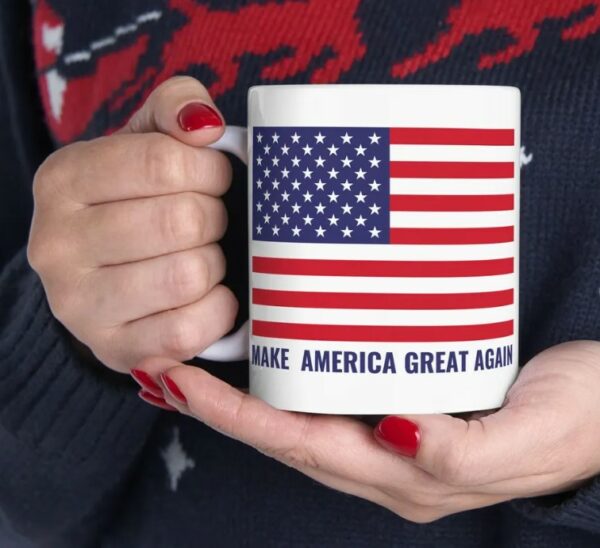 MAGA Ceramic Mug, (11oz, 15oz), American flag mug, Patriotic mug, Trump 2024, MAGA mug, Cool coffee mug, Trump mug, Flag mug, US Flag mug