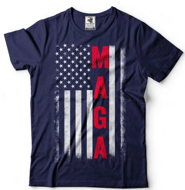 MAGA Flag Donald Trump 2024 Election T-shirt US Presidential Election Trump Re-election T-shirt USA Flag Tee4