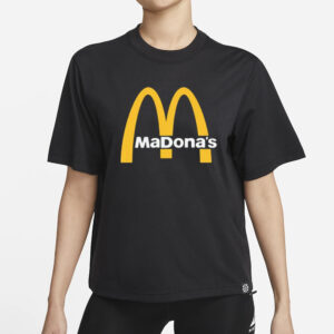 Madonna's McDona's Parody Tee: Whimsical Hispanic-Inspired Logo T-Shirt 5 Madona's T-Shirt - Hispanic Inspired McDonald's Parody, Whimsical Logo Tee1